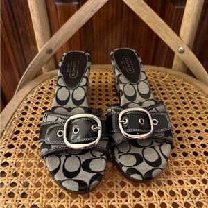 Coach Black and Gray Slide Sandals
